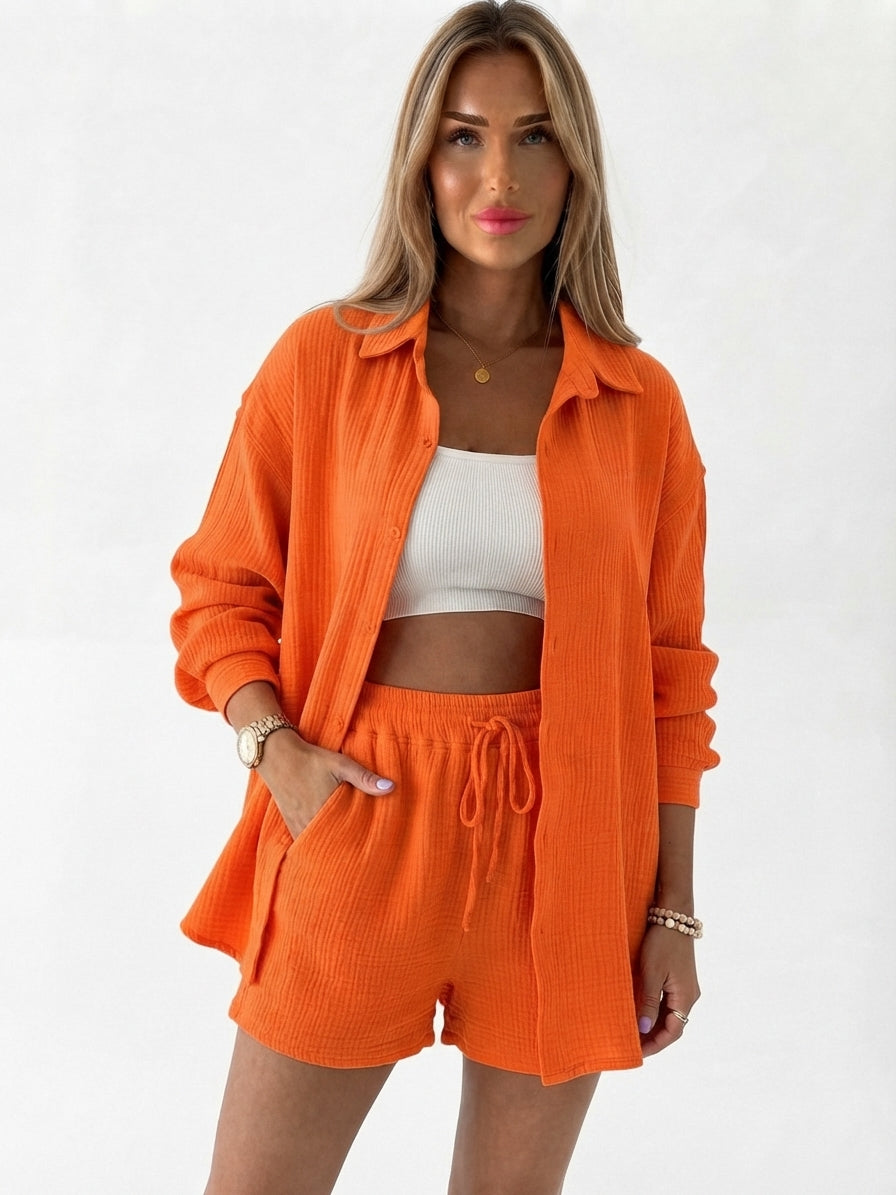 Elara | Cotton 2-Piece Set – Shirt & Shorts