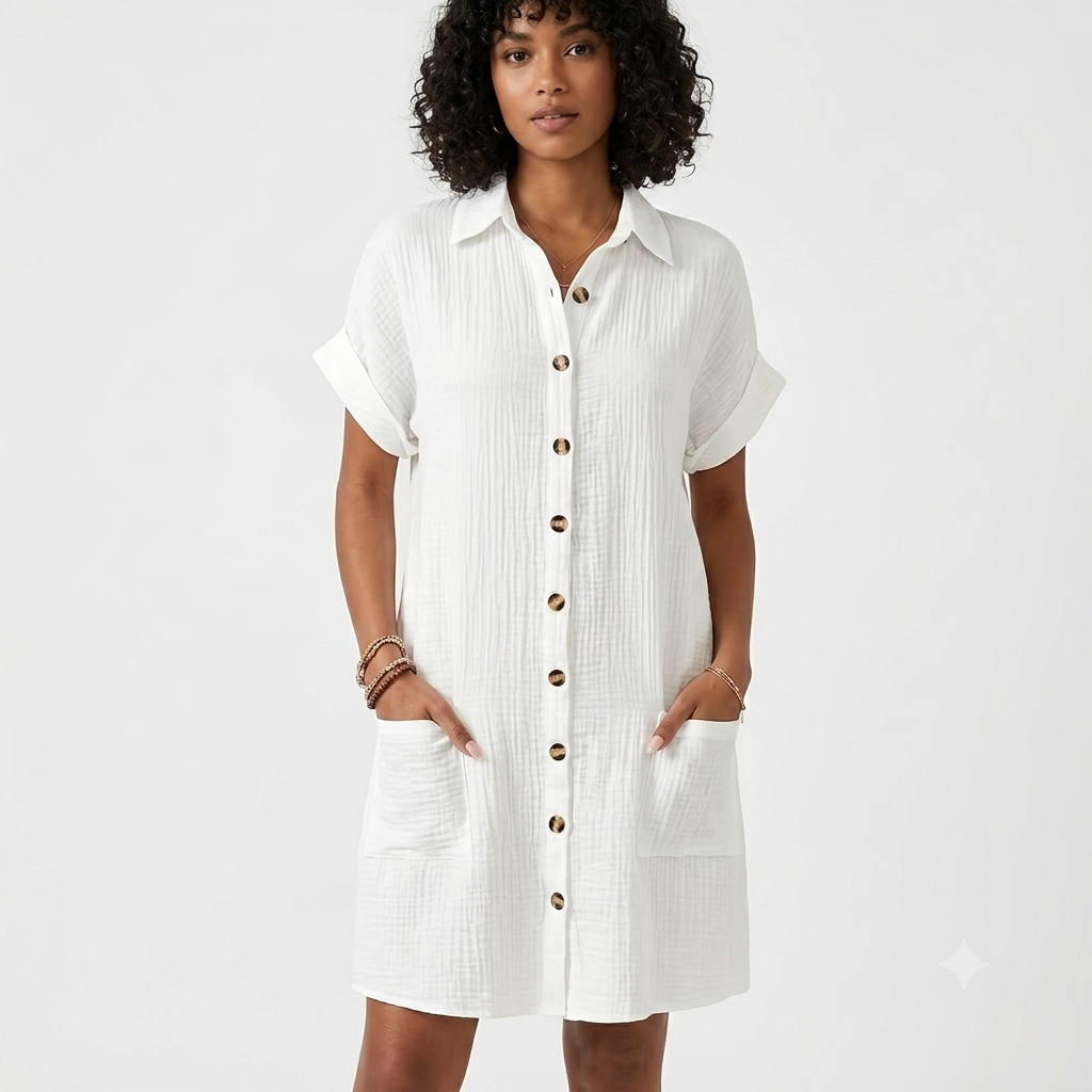 Isabelle | Sleeveless Shirt Dress