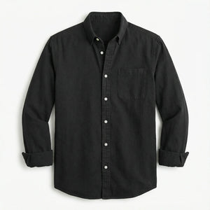 Long-Sleeve Button-Up Shirt for Men – Collared Design, Chest Pocket