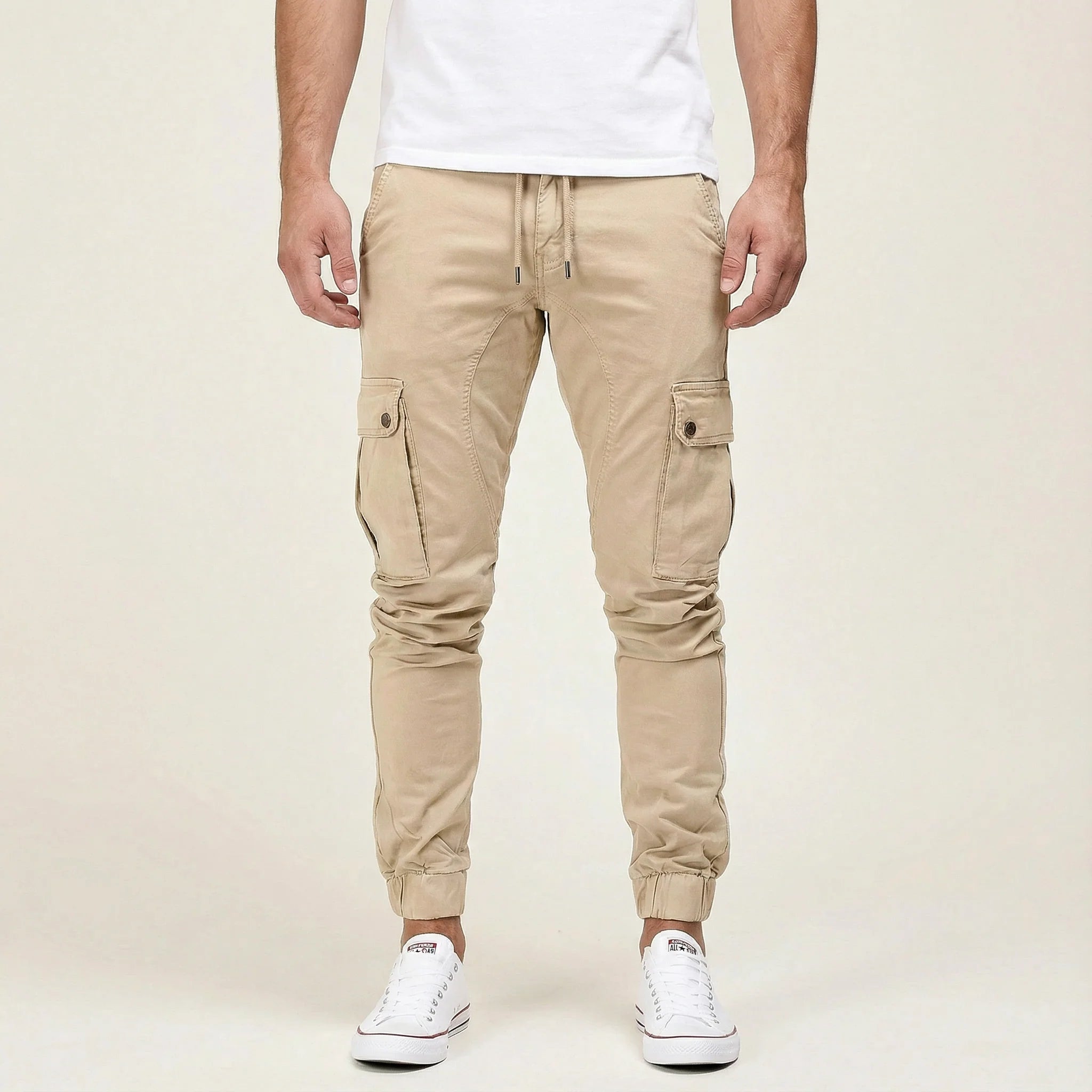 Men’s Cargo Jogger Pants – Cuffed Ankles, Side Pockets