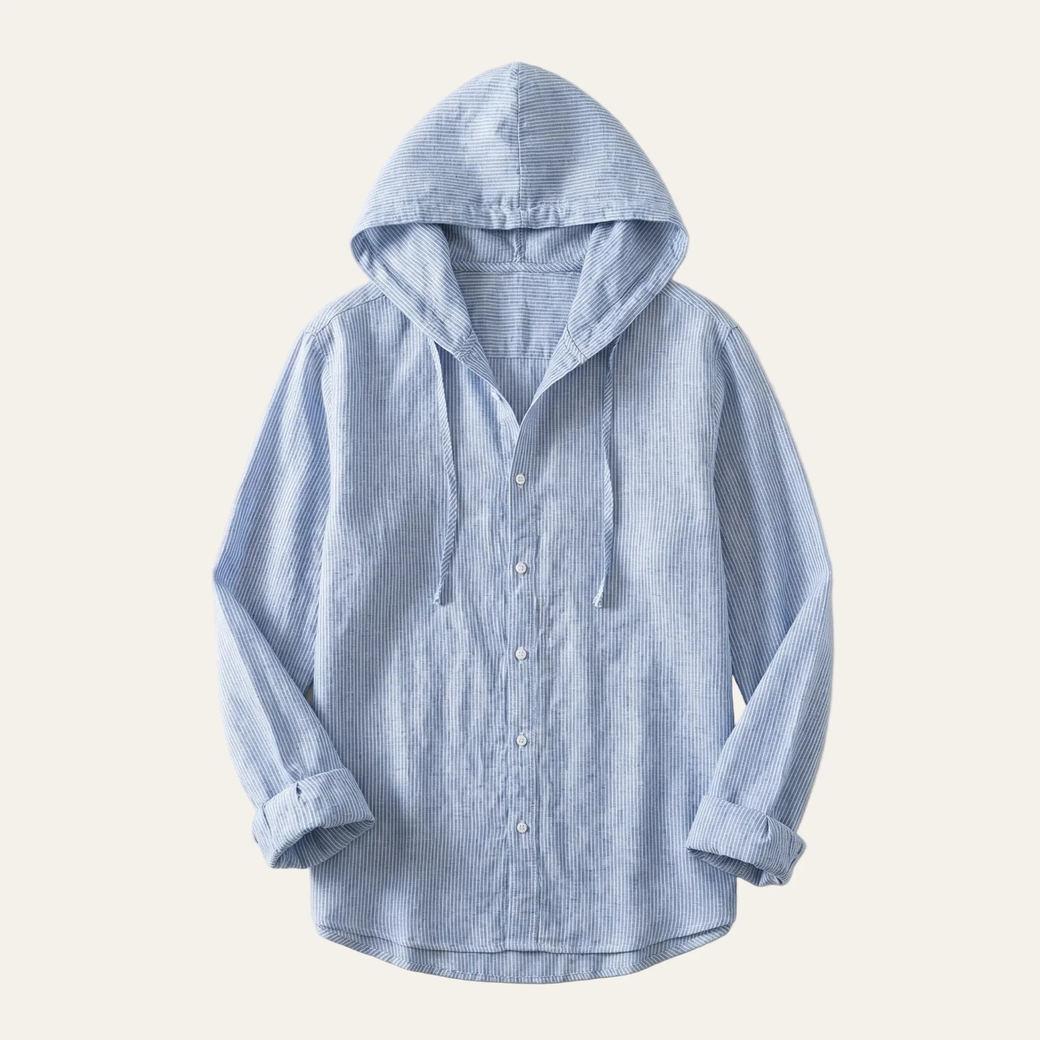 Men’s Hooded Shirt – Button Front, Long Sleeves