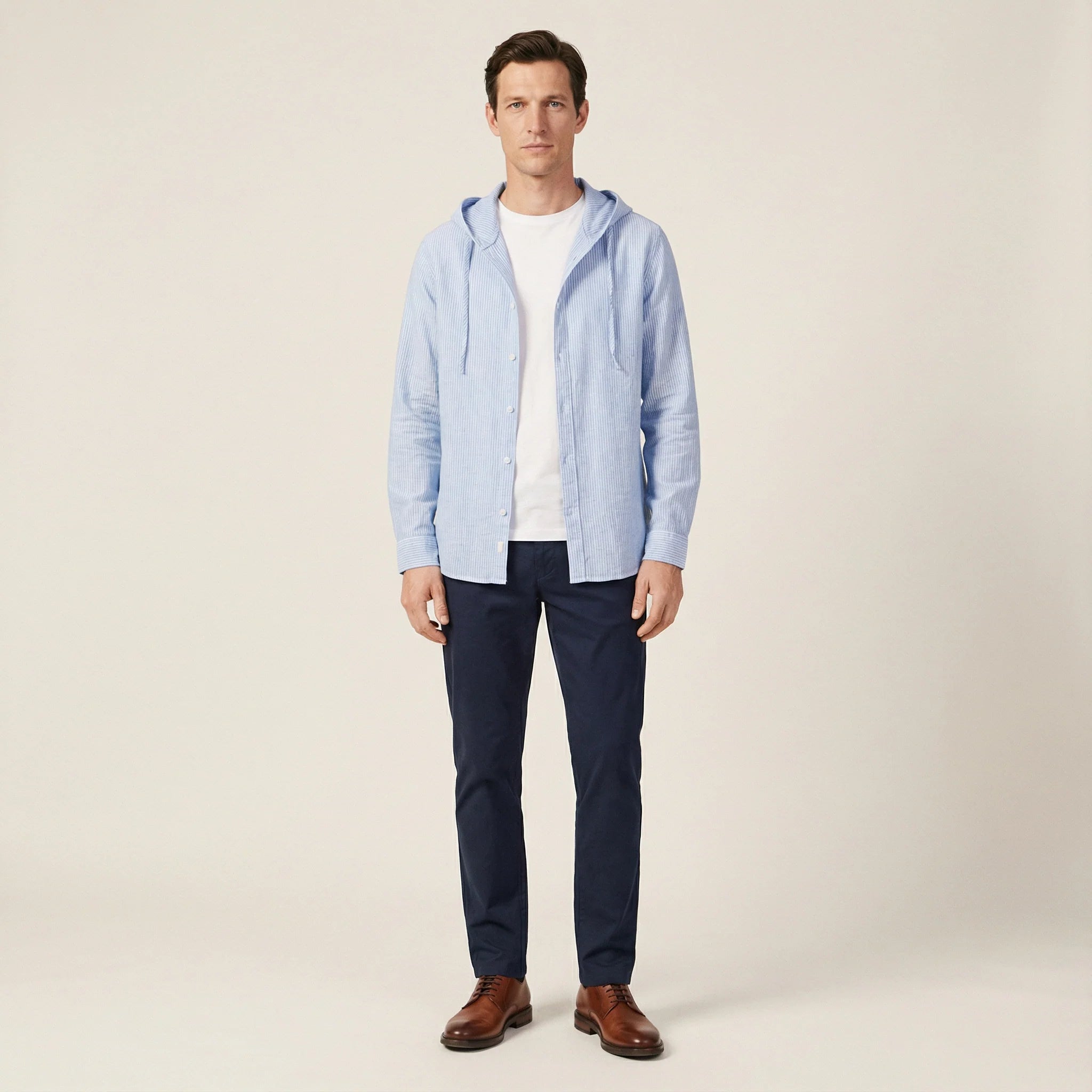 Men’s Hooded Shirt – Button Front, Long Sleeves