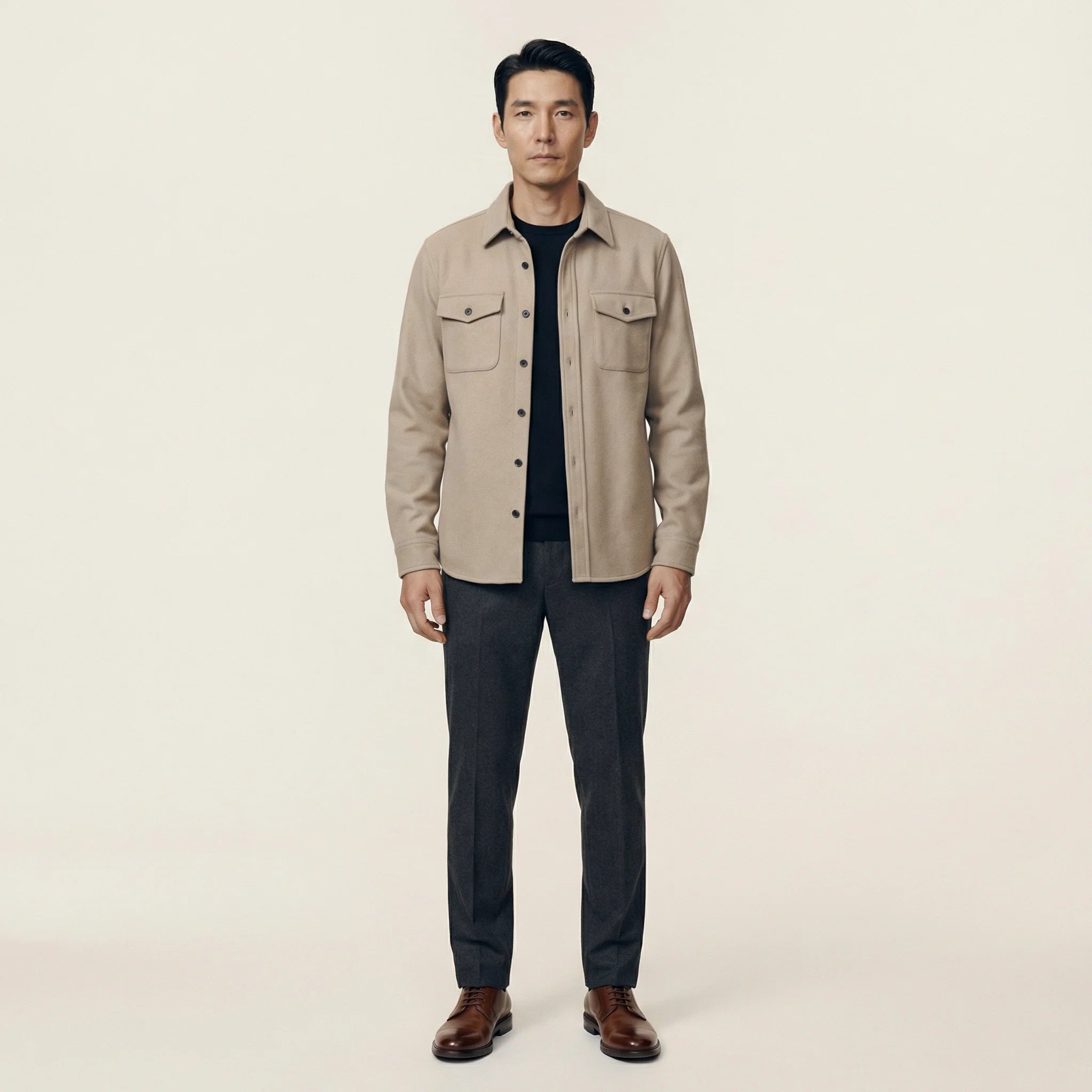 Men’s Overshirt Jacket – Button Front, Chest Pockets
