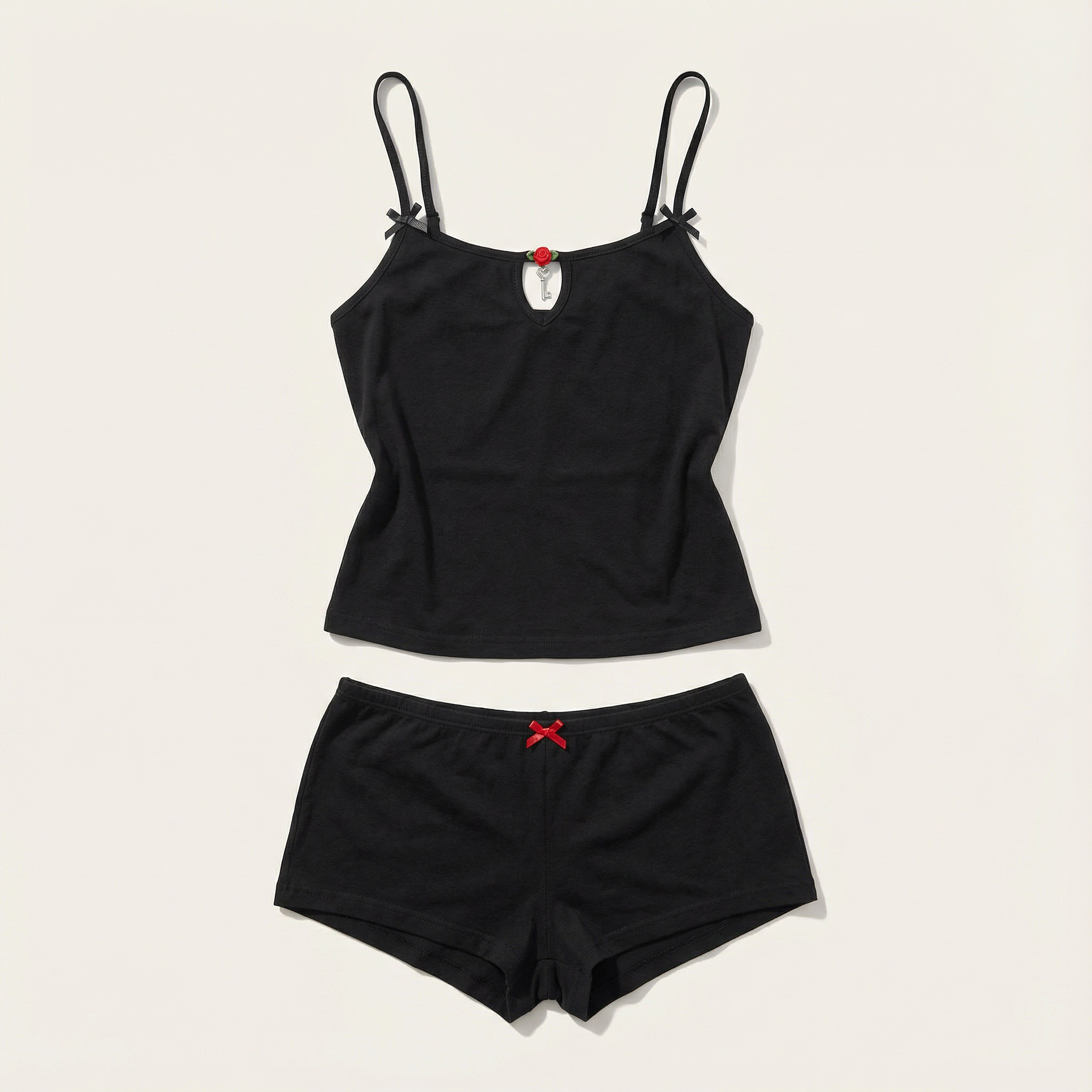 Women’s Sleepwear Set – Crop Cami Top and Pajama Shorts