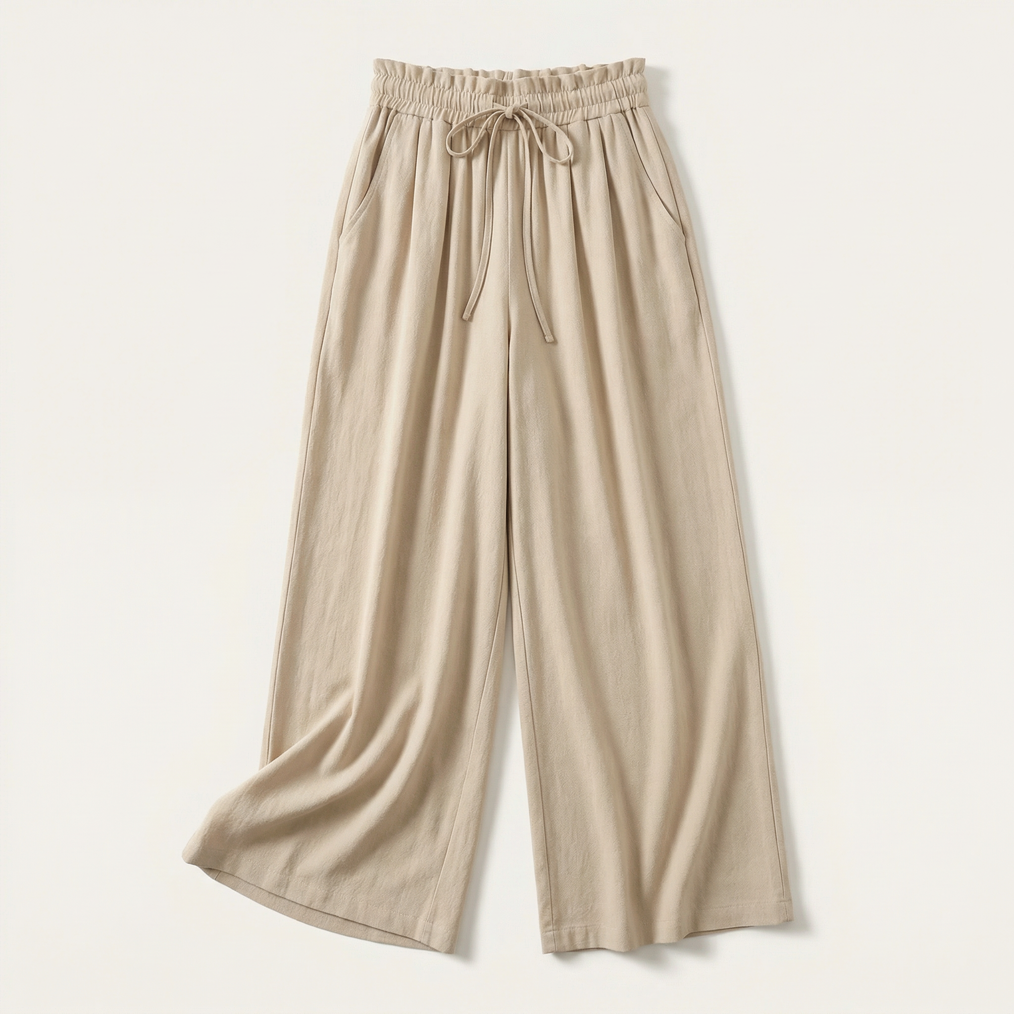 Women’s Wide-Leg Pants – Elastic Waist Drawstring Design
