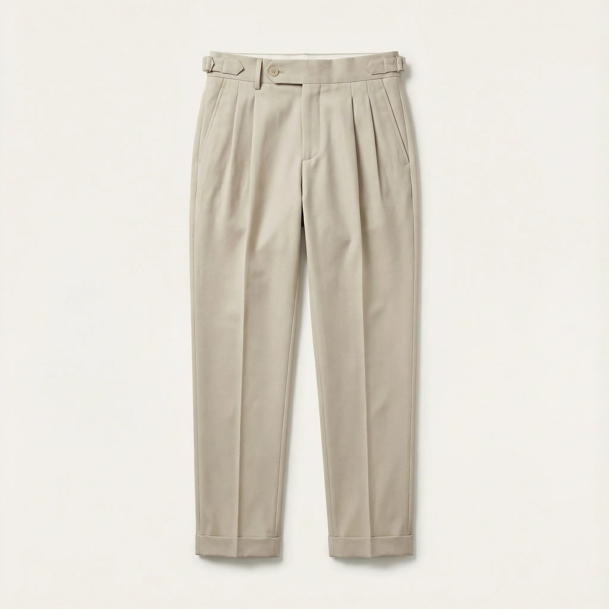 Men’s Pleated Trousers – Straight Leg, Ankle-Length Design