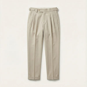 Men’s Pleated Trousers – Straight Leg, Ankle-Length Design