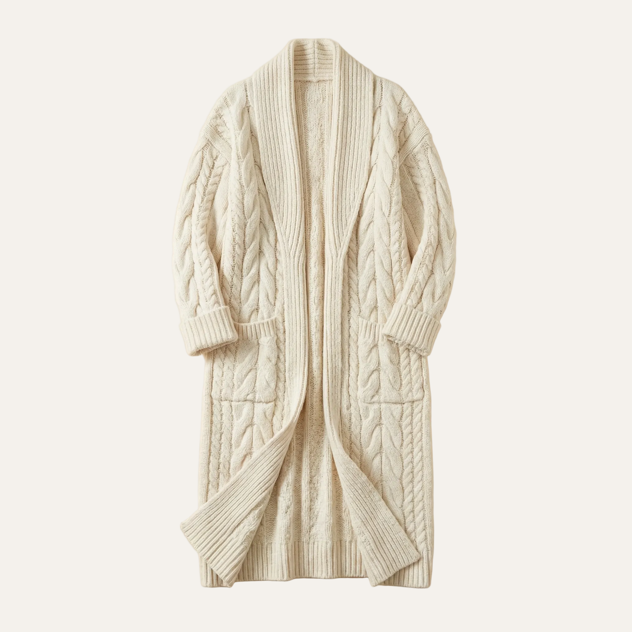 Women’s Open-Front Long Overcoat – Lapel Design