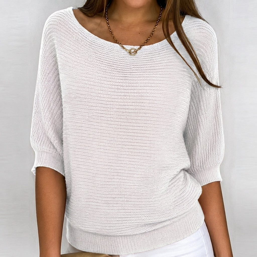 Remi | Women's Cotton-Blend Knit 3/4 Sleeve Sweater