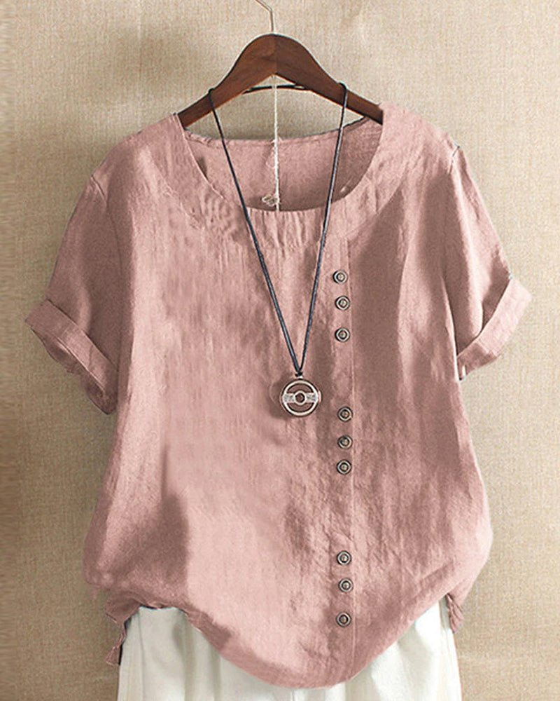 Sienna | Women's Casual Linen Button-Front Tunic Top
