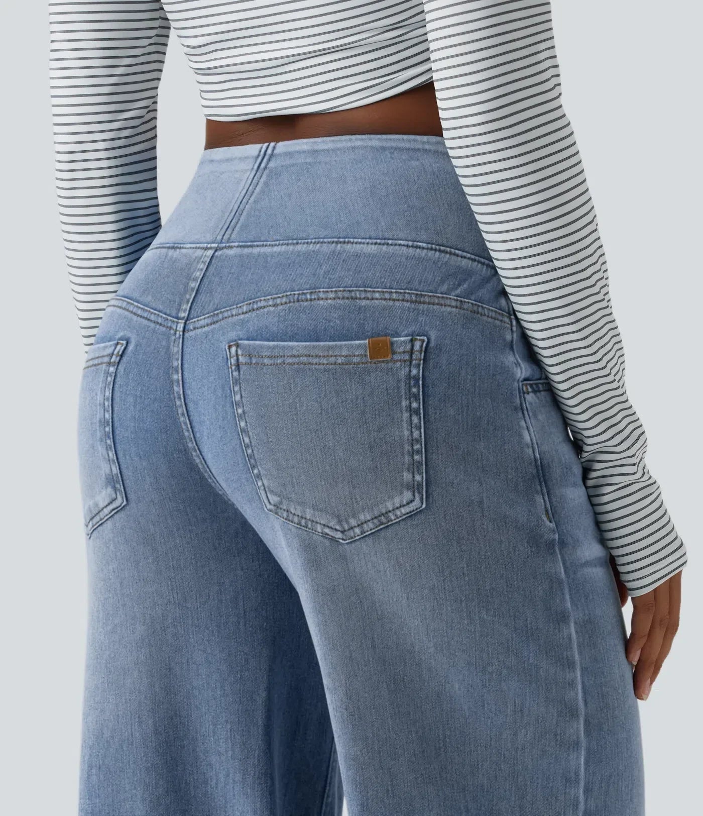 Velouré Flex™ Mid Rise Draped Washed Casual Baggy Wide Leg Jeans with Pockets
