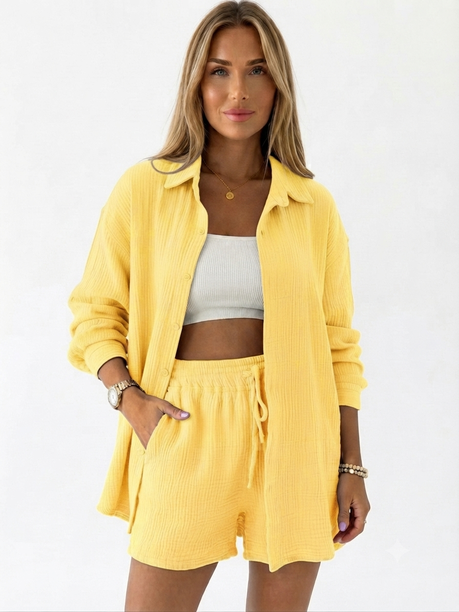Elara | Cotton 2-Piece Set – Shirt & Shorts