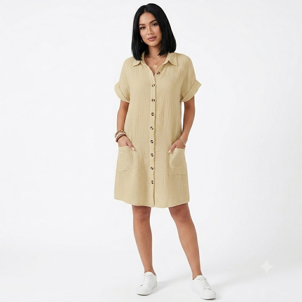 Isabelle | Sleeveless Shirt Dress