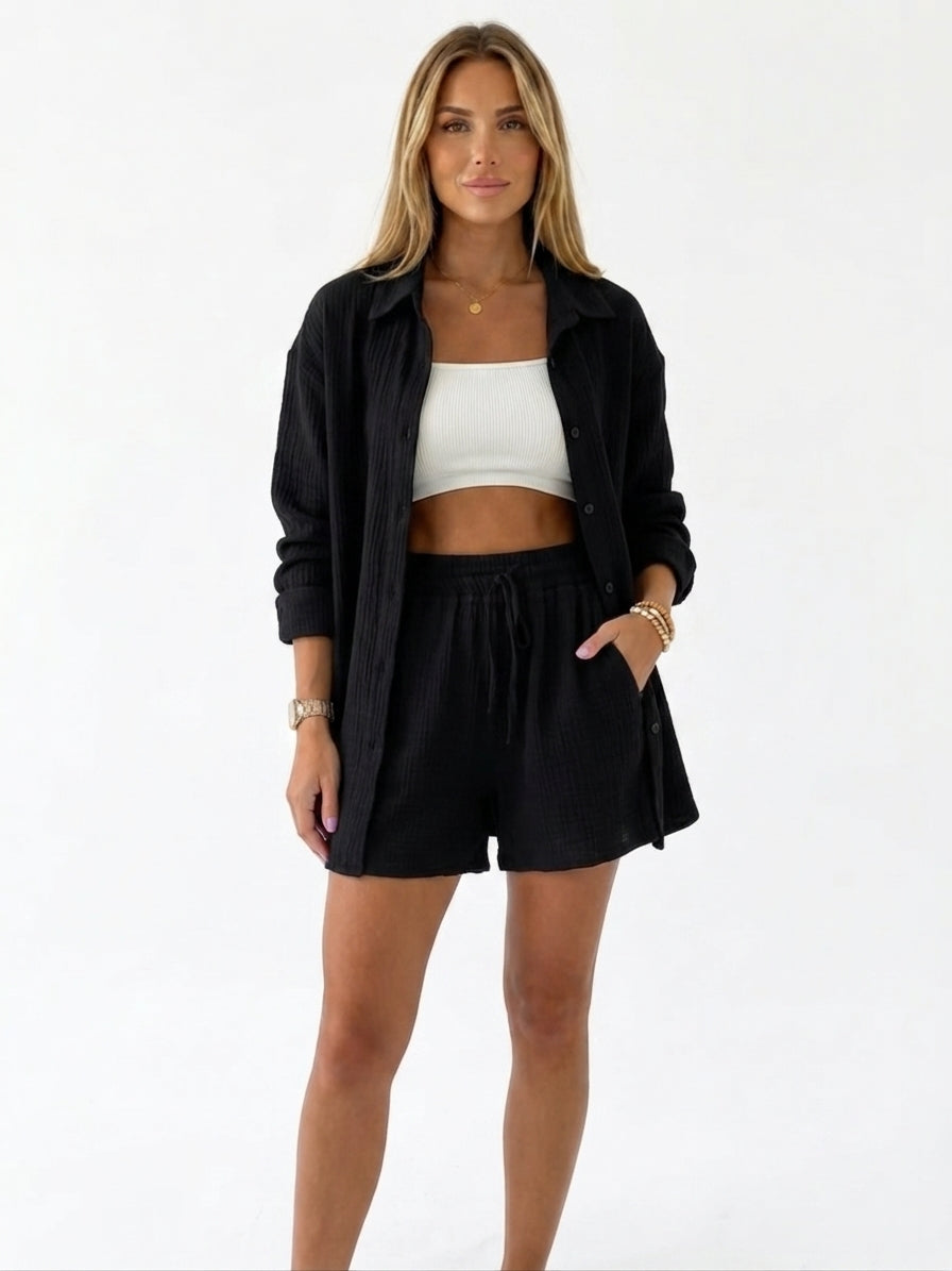 Elara | Cotton 2-Piece Set – Shirt & Shorts