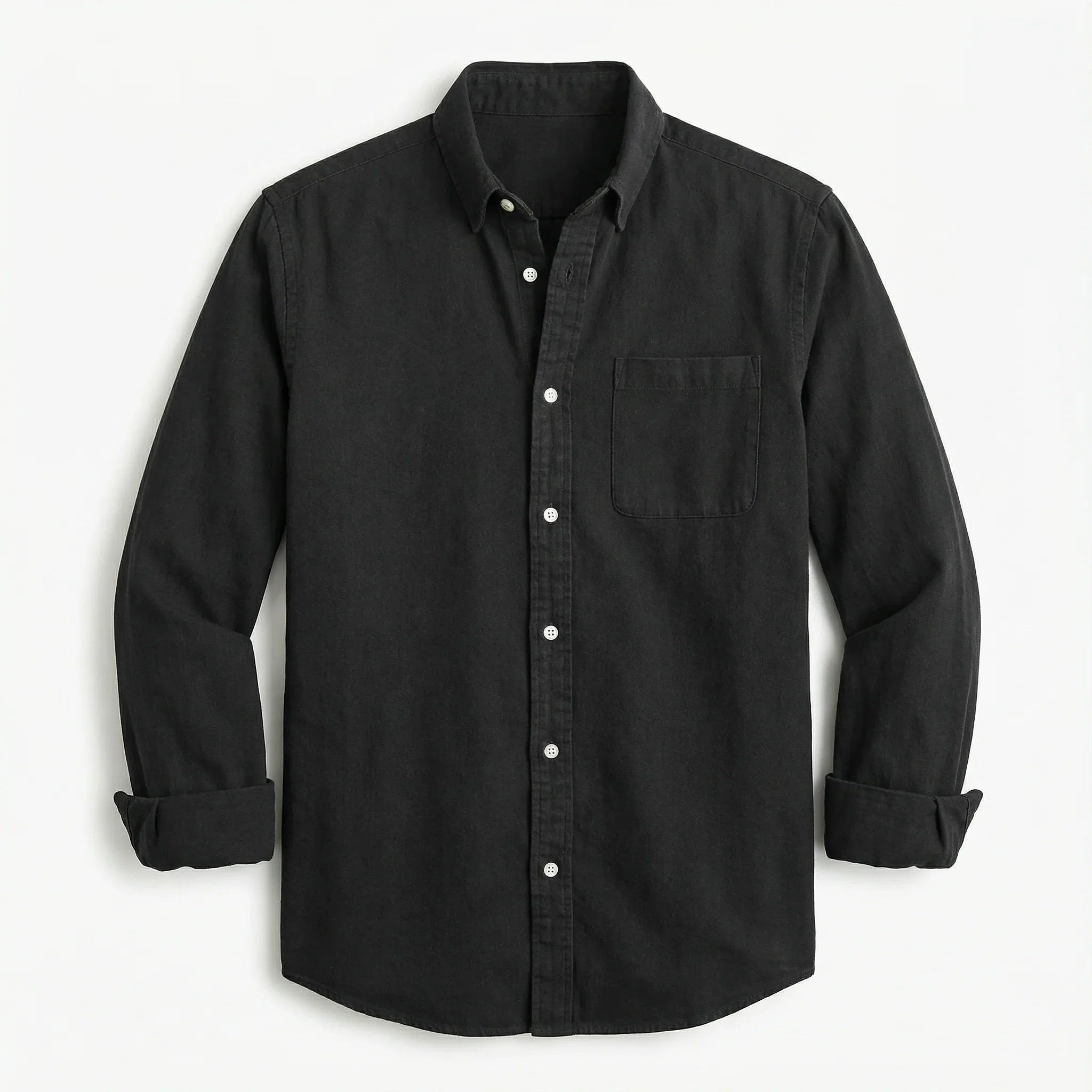 Long-Sleeve Button-Up Shirt for Men – Collared Design, Chest Pocket