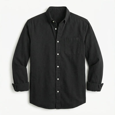 Long-Sleeve Button-Up Shirt for Men – Collared Design, Chest Pocket