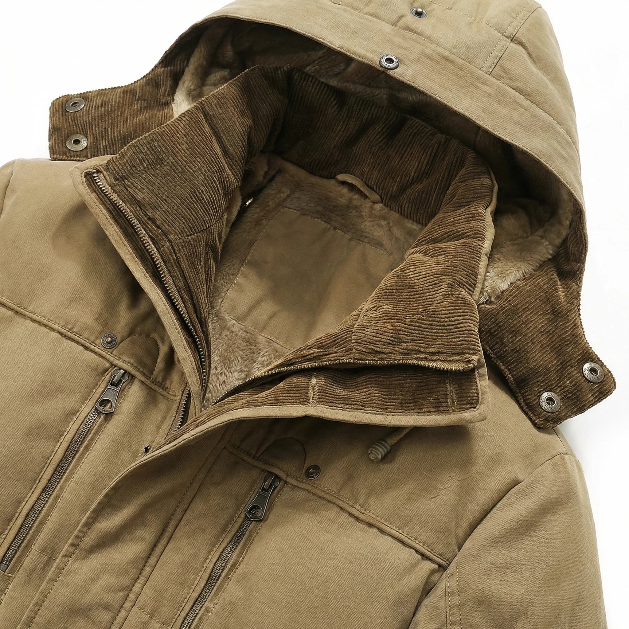 Men’s Hooded Jacket – Zip-Front Closure, Multiple Pockets