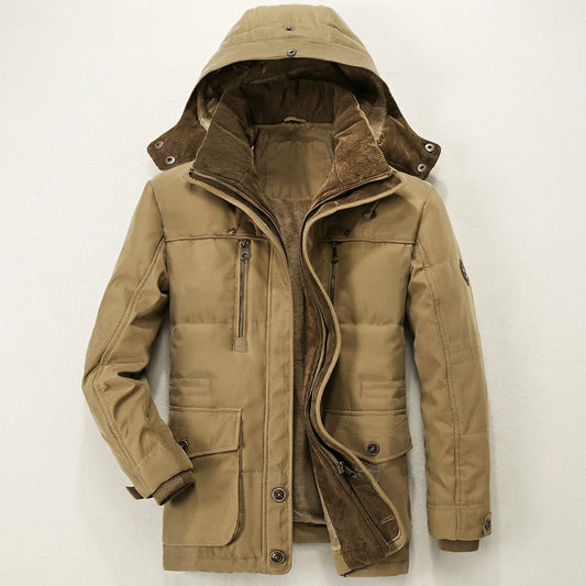 Men’s Hooded Jacket – Zip-Front Closure, Multiple Pockets