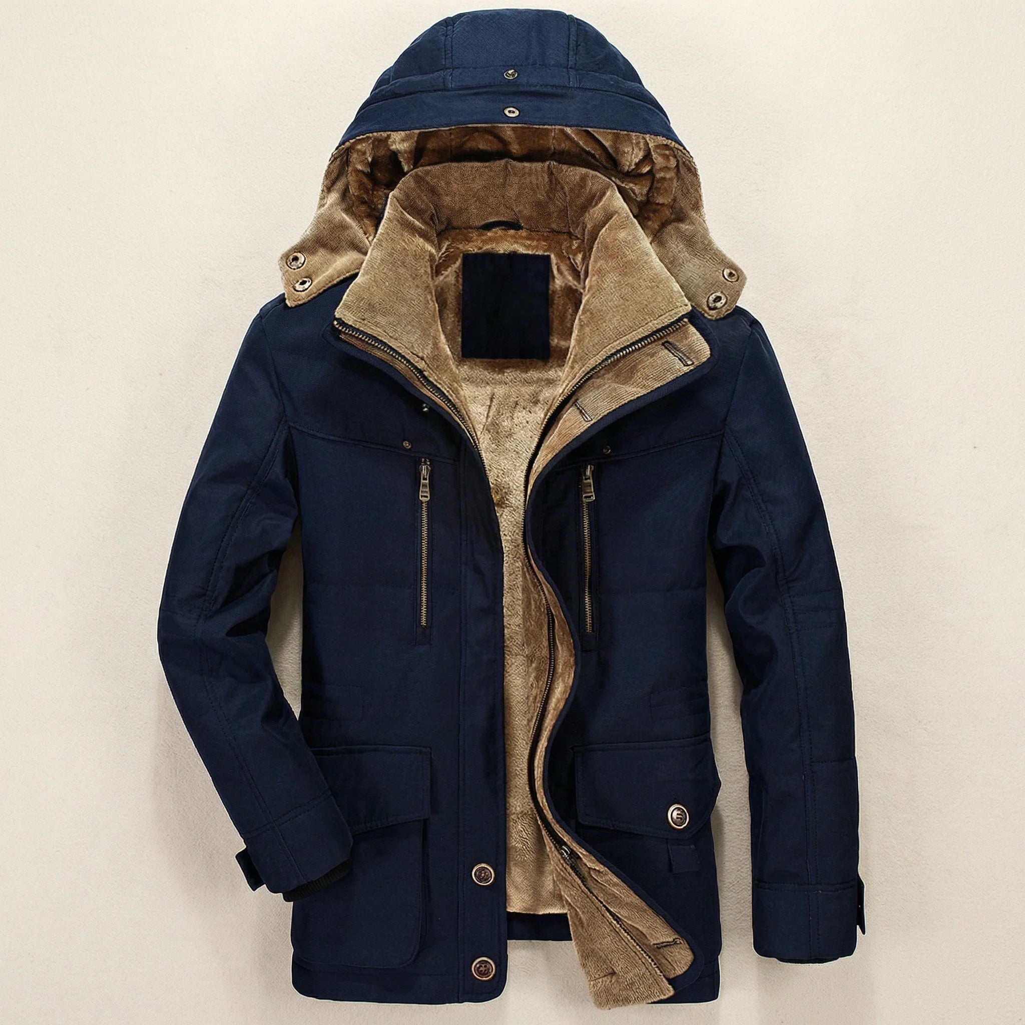 Men’s Hooded Jacket – Zip-Front Closure, Multiple Pockets