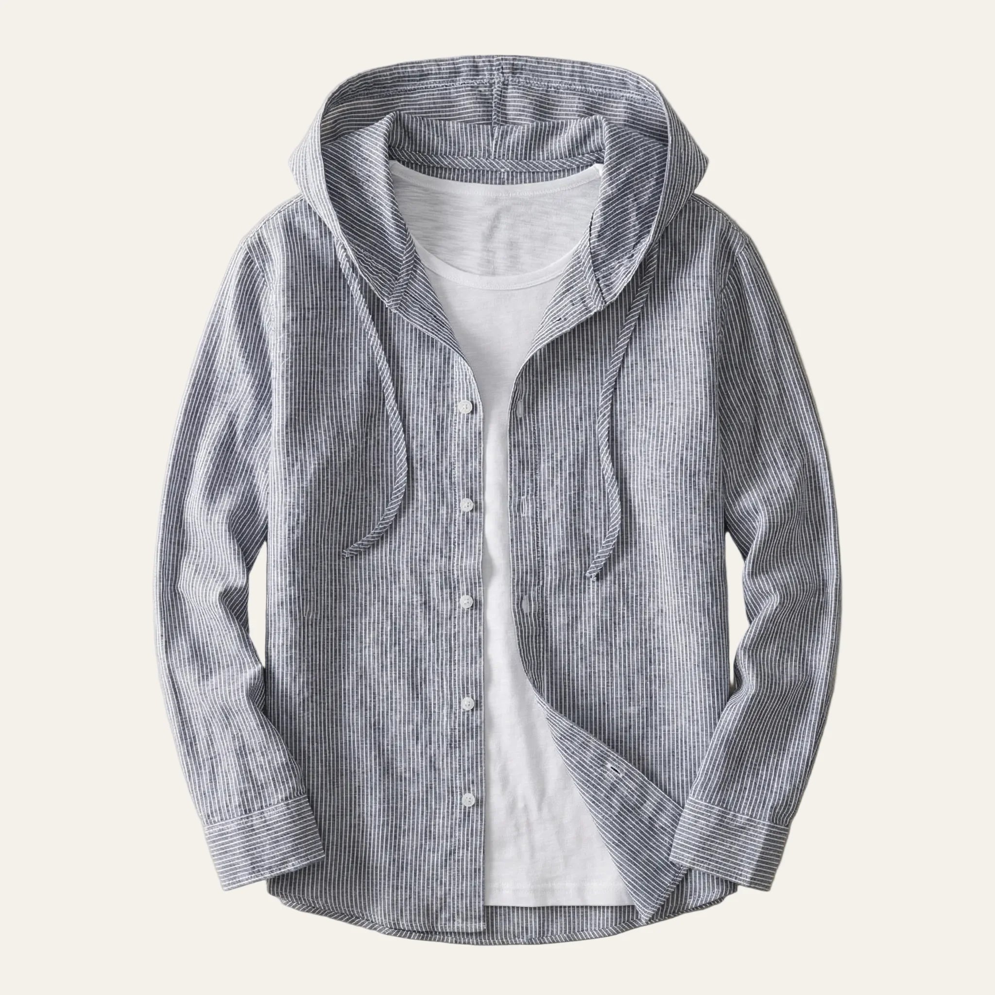 Men’s Hooded Shirt – Button Front, Long Sleeves