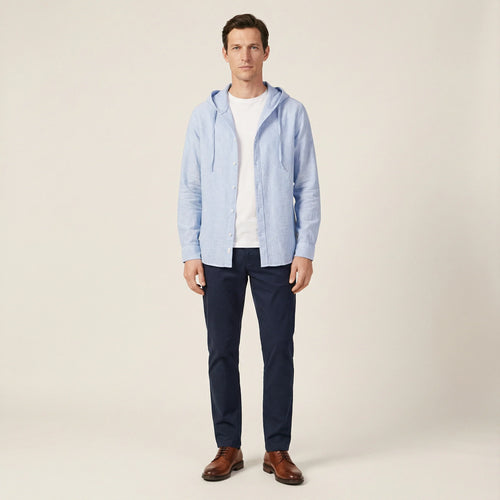 Men’s Hooded Shirt – Button Front, Long Sleeves