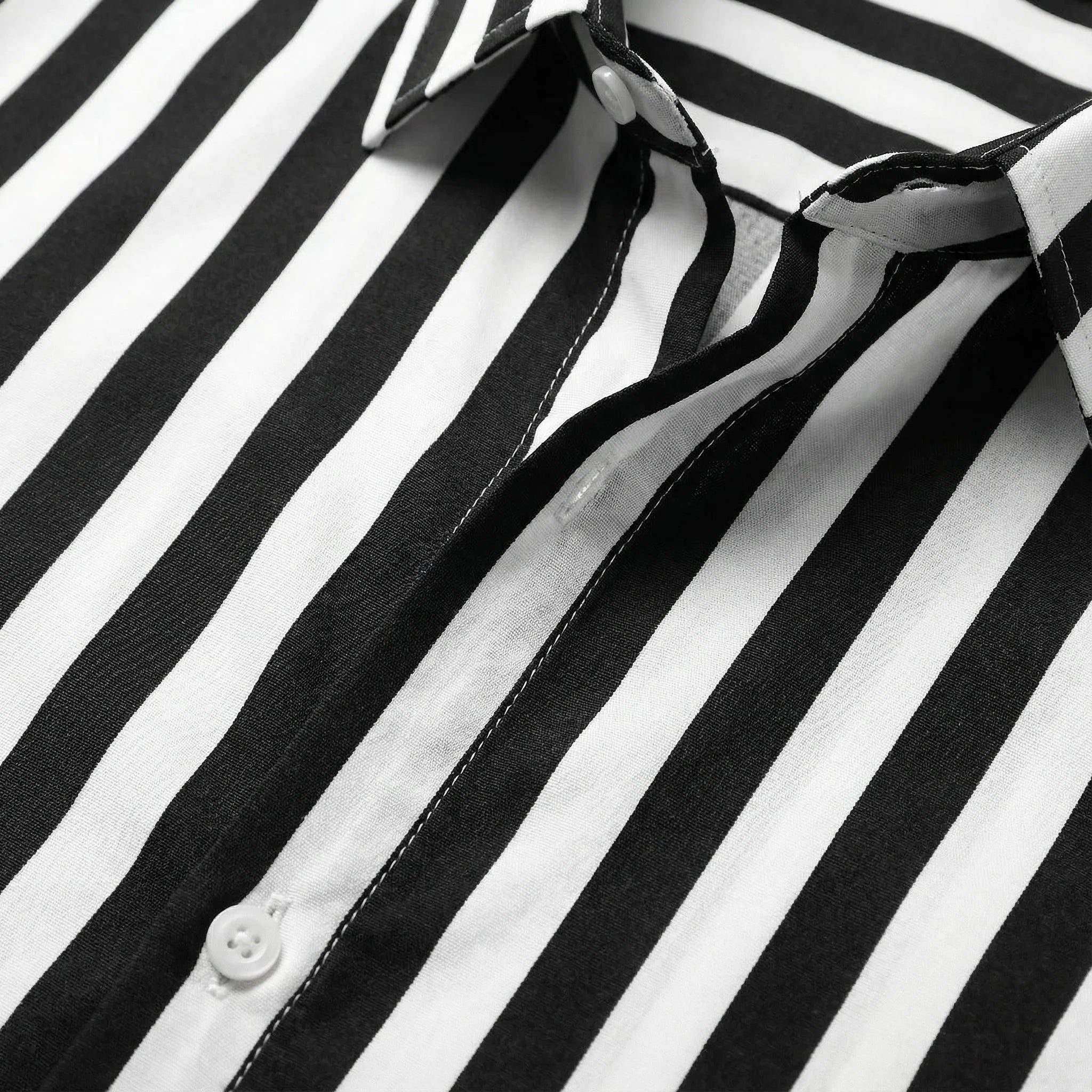 Men’s Long-Sleeve Button-Up Shirt – Vertical Stripe Pattern
