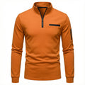Men’s Long-Sleeve Knit Shirt – Placket, Stand Collar