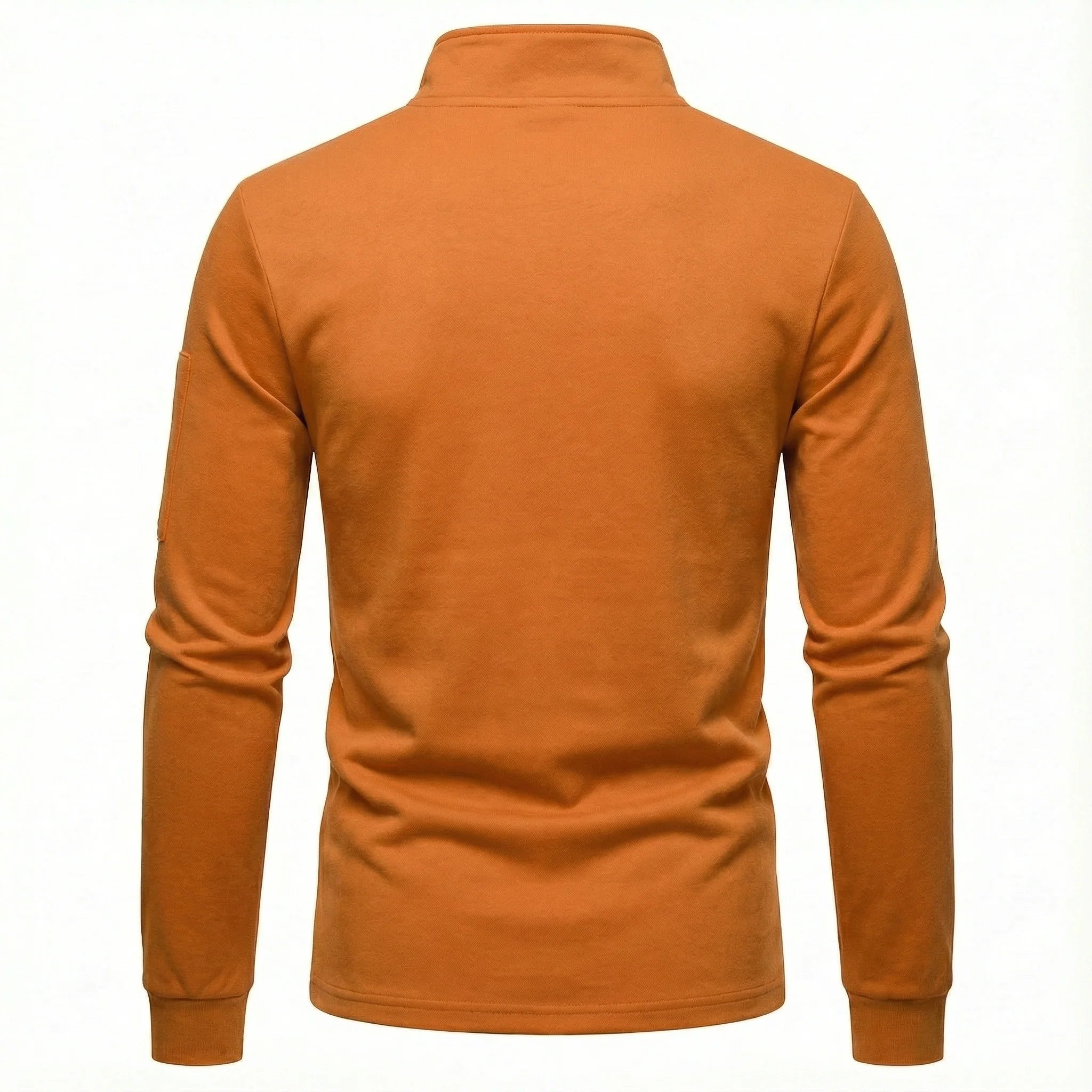 Men’s Long-Sleeve Knit Shirt – Placket, Stand Collar