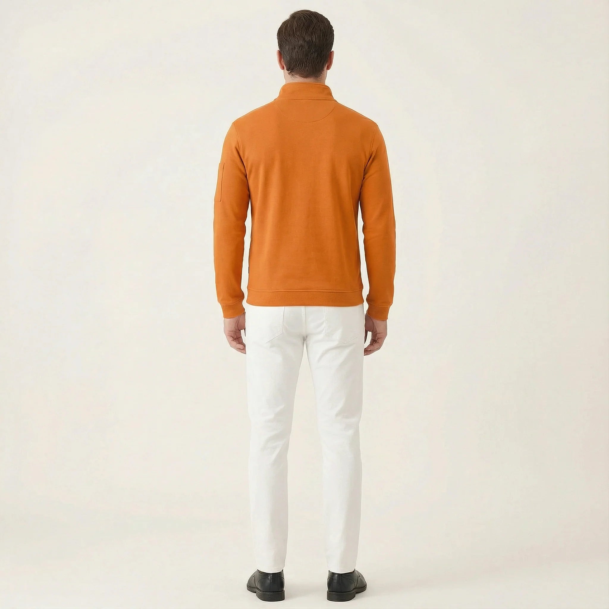Men’s Long-Sleeve Knit Shirt – Placket, Stand Collar