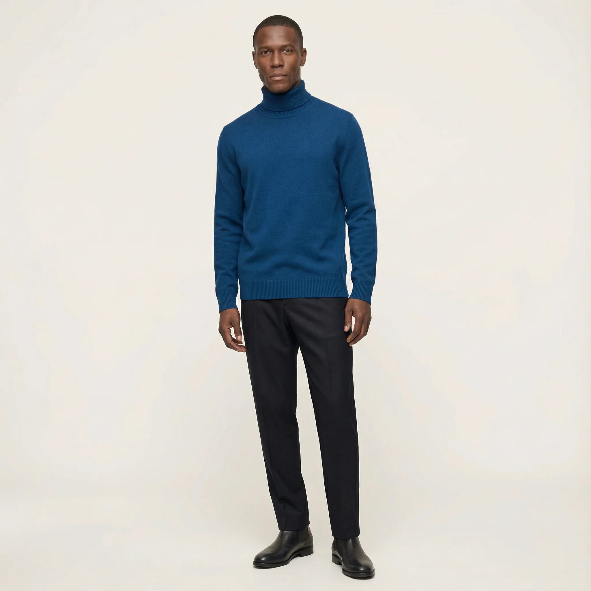 Men’s Long-Sleeve Turtleneck Sweater – Ribbed Collar and Cuffs