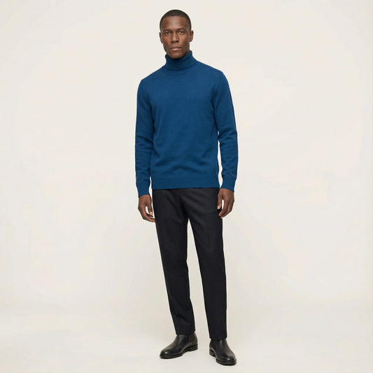 Men’s Long-Sleeve Turtleneck Sweater – Ribbed Collar and Cuffs