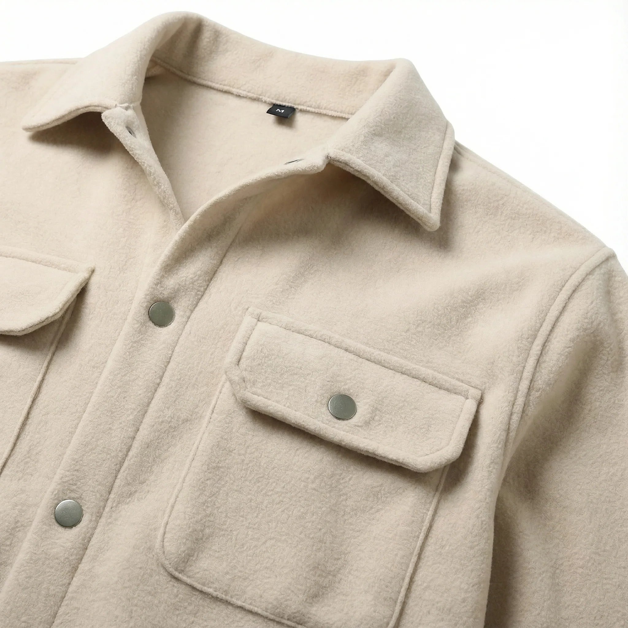 Men’s Button-Front Jacket – Chest Flap Pockets, Long Sleeve Design