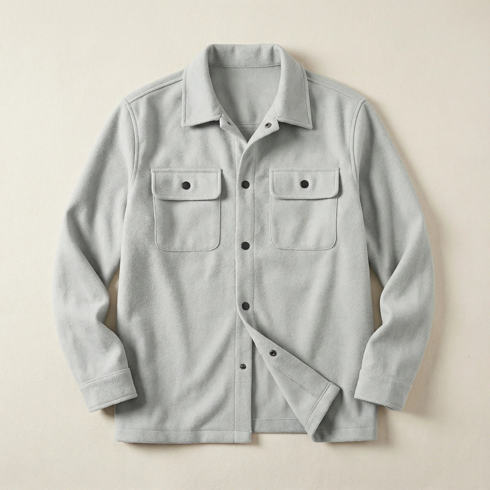 Men’s Button-Front Jacket – Chest Flap Pockets, Long Sleeve Design