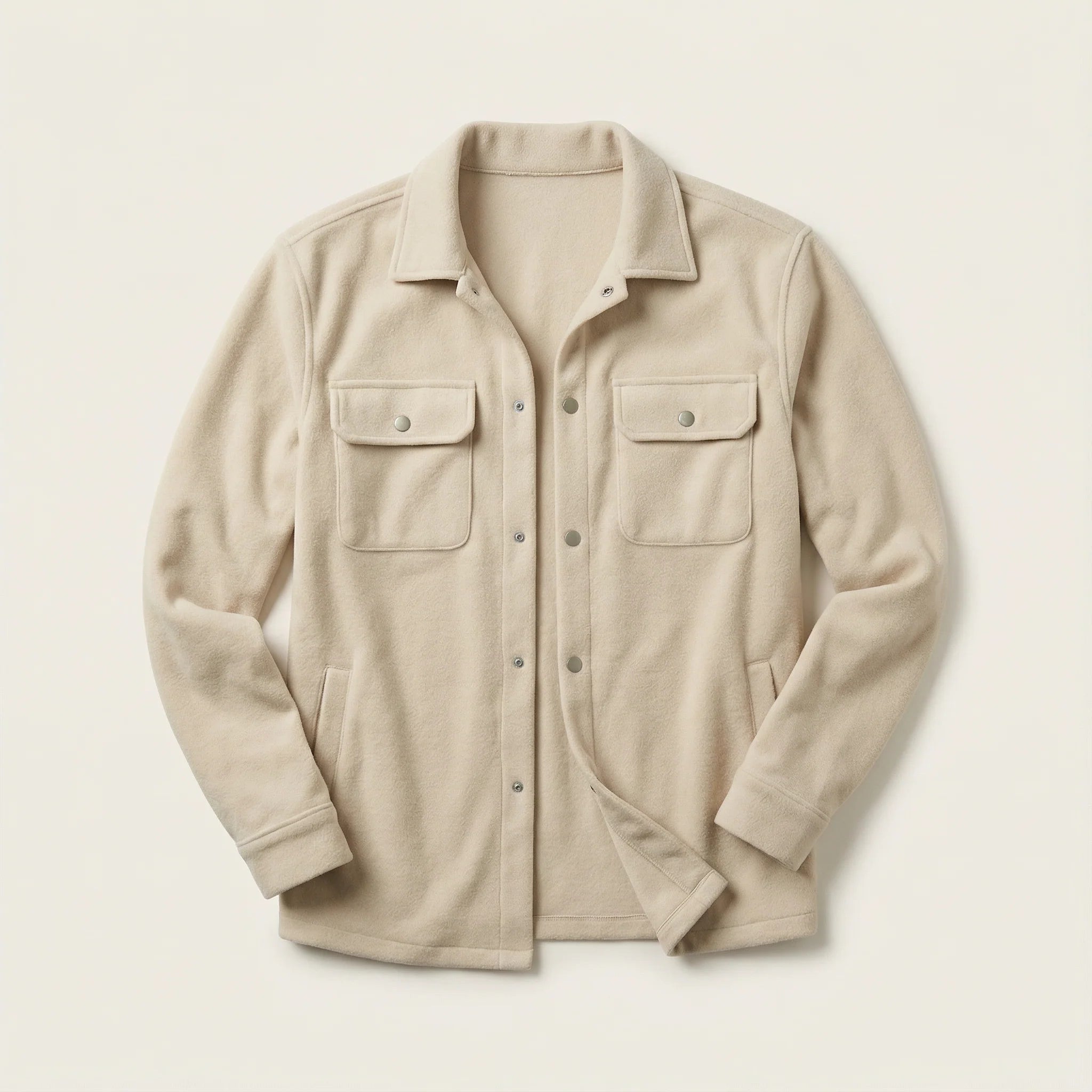 Men’s Button-Front Jacket – Chest Flap Pockets, Long Sleeve Design