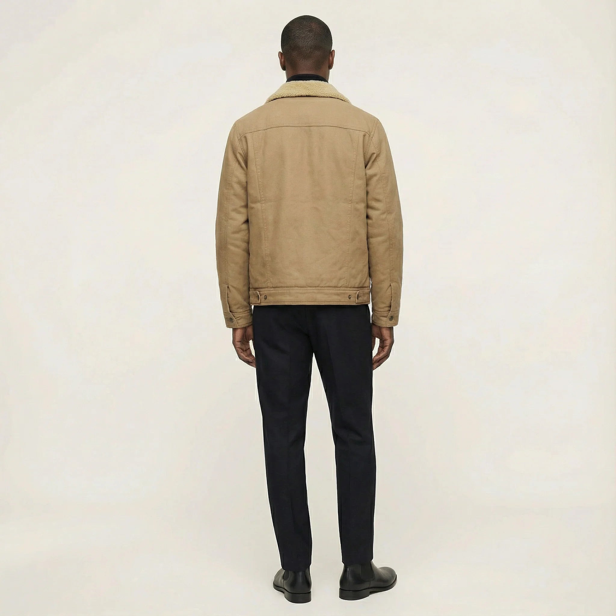 Men’s Button-Front Jacket – Collared Design, Long Sleeves