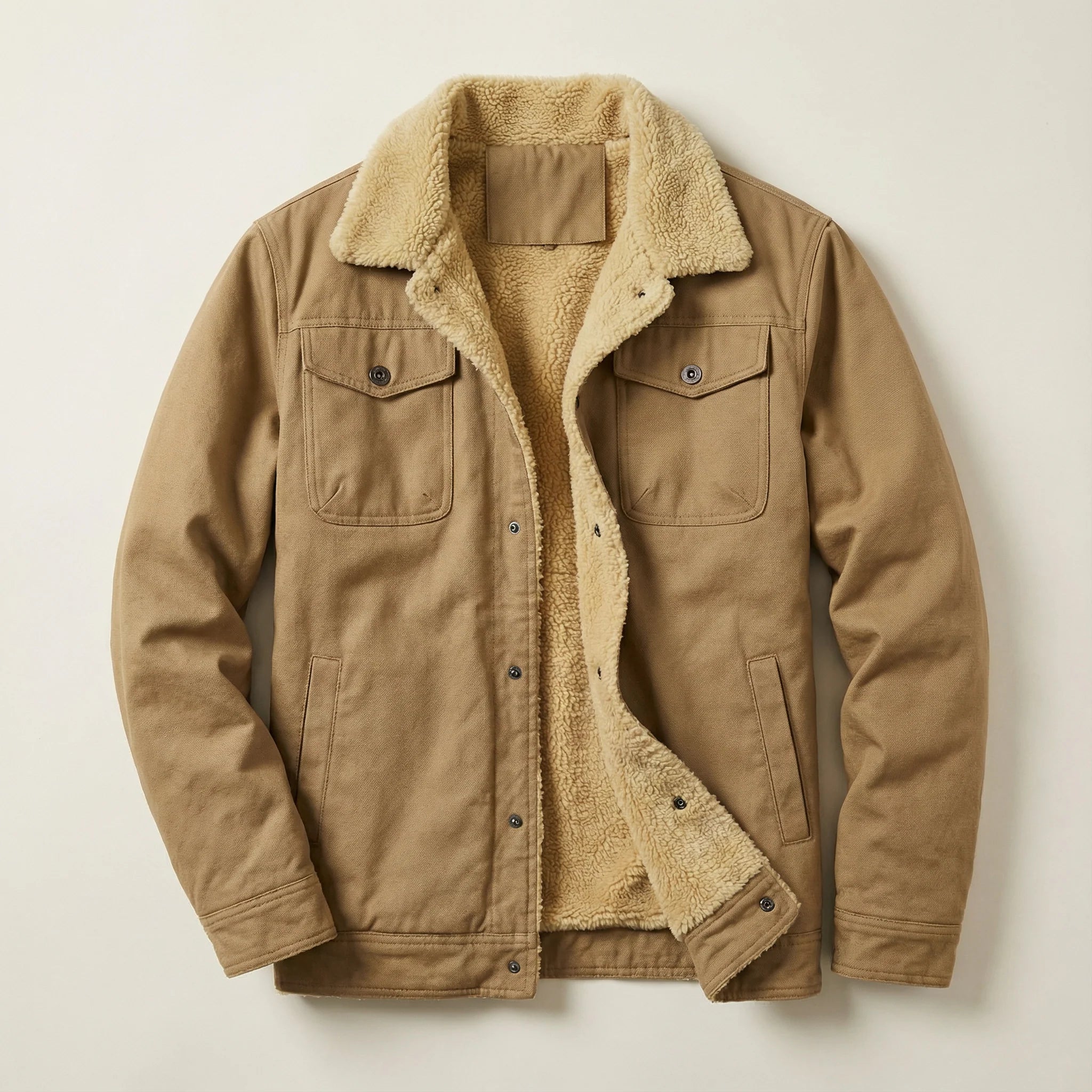 Men’s Button-Front Jacket – Collared Design, Long Sleeves