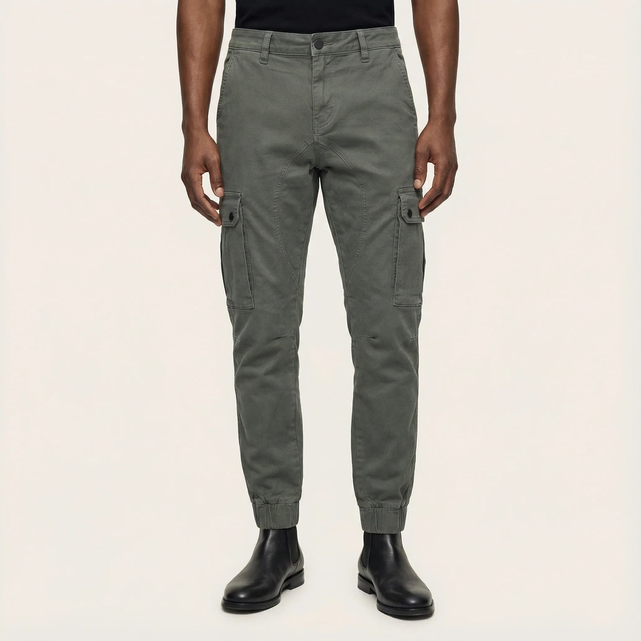 Men’s Cargo Jogger Pants – Tapered Fit, Ankle-Length Design, Side Cargo Pockets