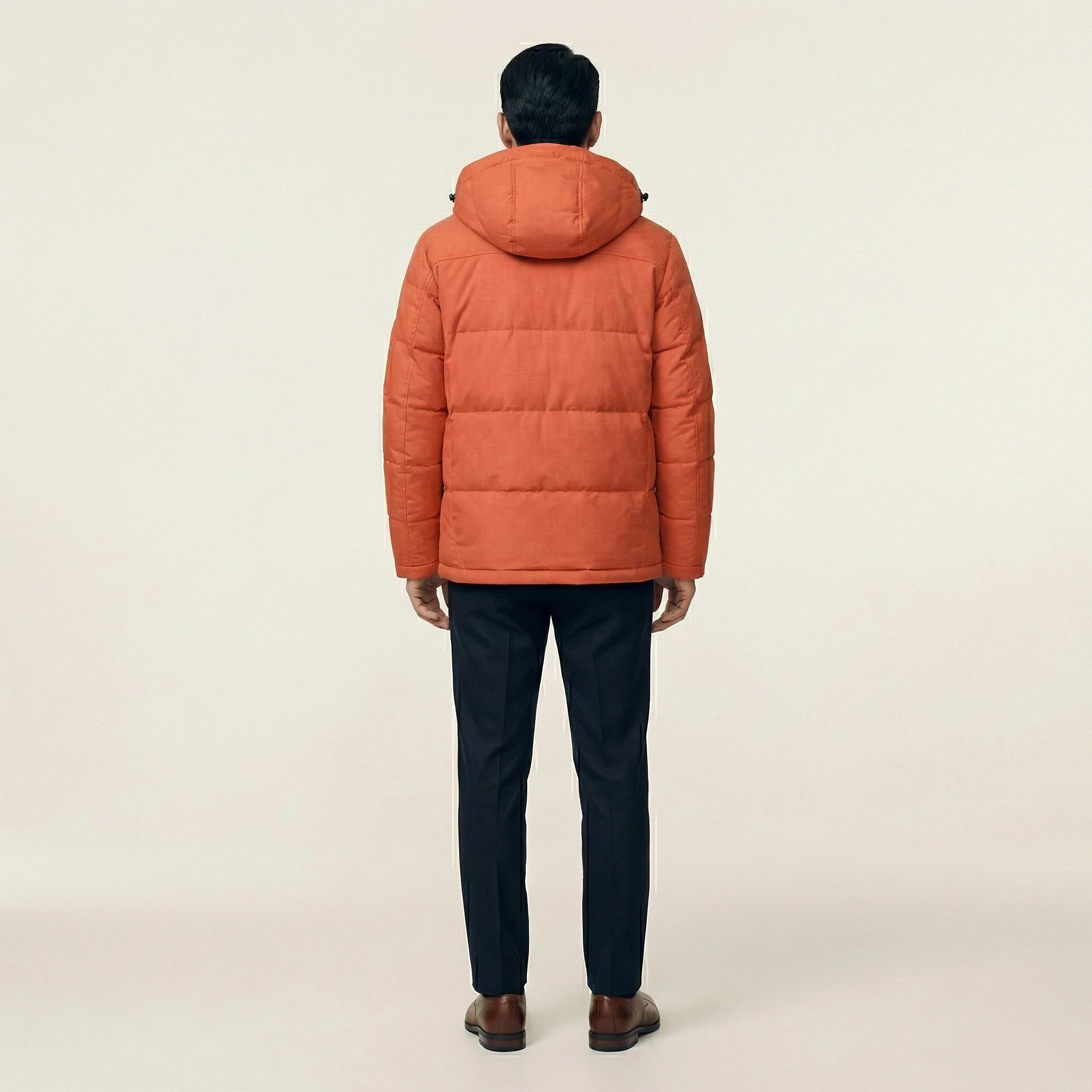 Men’s Hooded Puffer Jacket – Zipper Closure Design