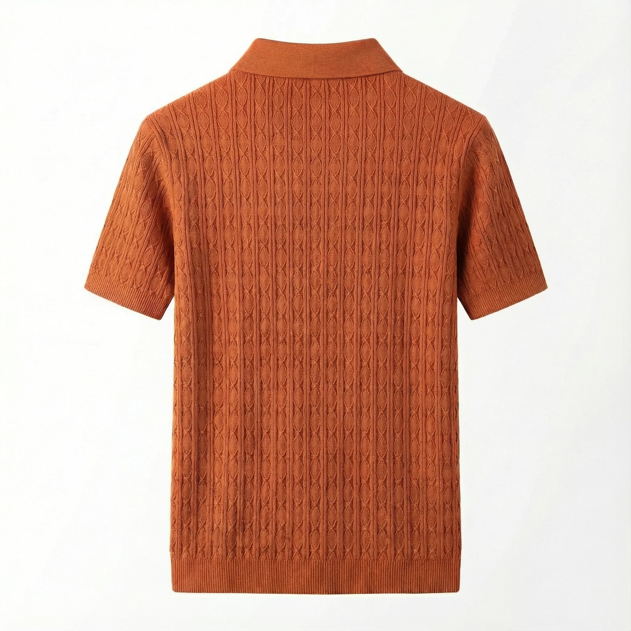 Men’s Knitted Polo Shirt – Short Sleeve Button Placket Design