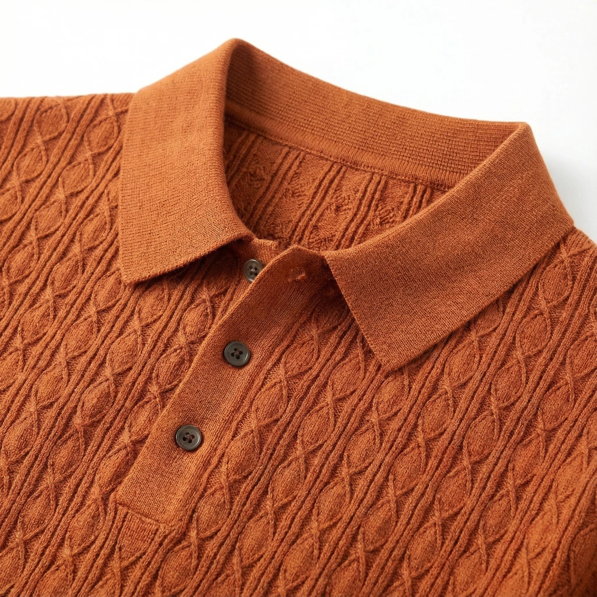 Men’s Knitted Polo Shirt – Short Sleeve Button Placket Design