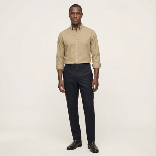 Men’s Long-Sleeve Button-Down Shirt – Classic Fit, Button Collar Design