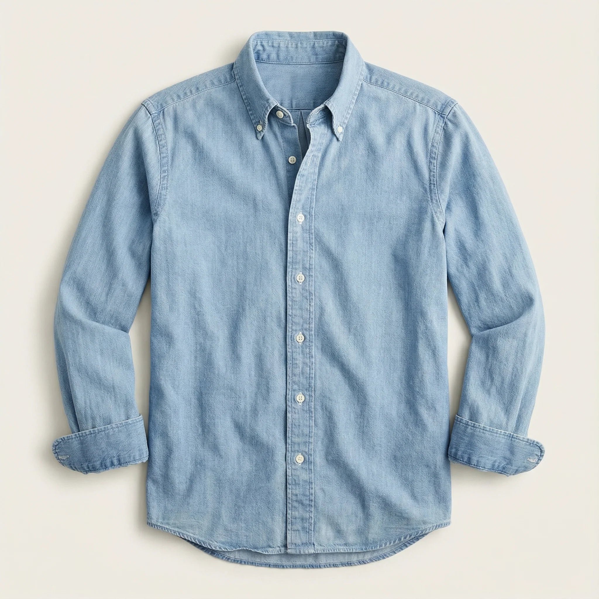 Men’s Long-Sleeve Button-Down Shirt – Classic Fit, Button Collar Design