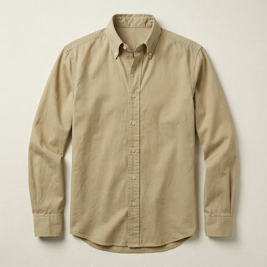 Men’s Long-Sleeve Button-Down Shirt – Classic Fit, Button Collar Design