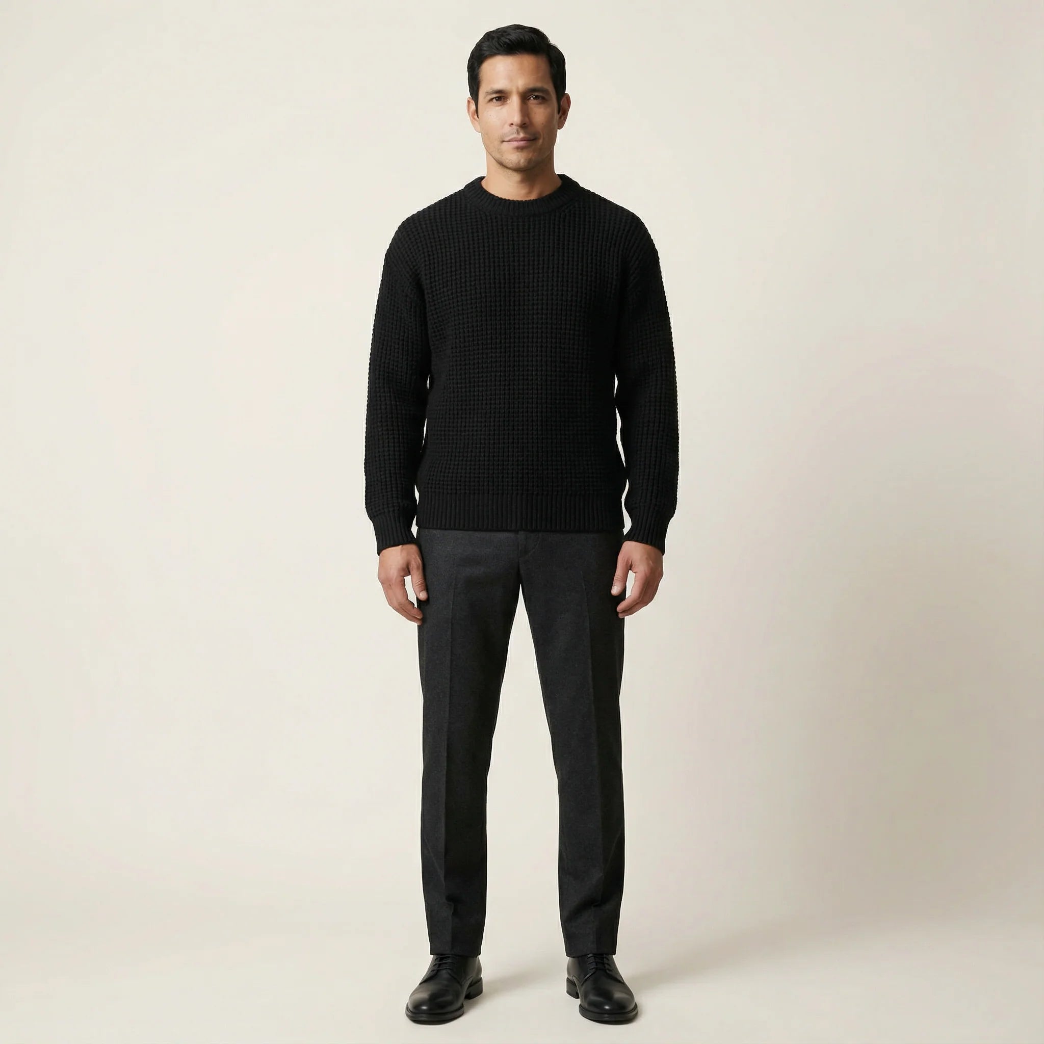 Men’s Long-Sleeve Sweater – Crew Neck, Casual Fit Design