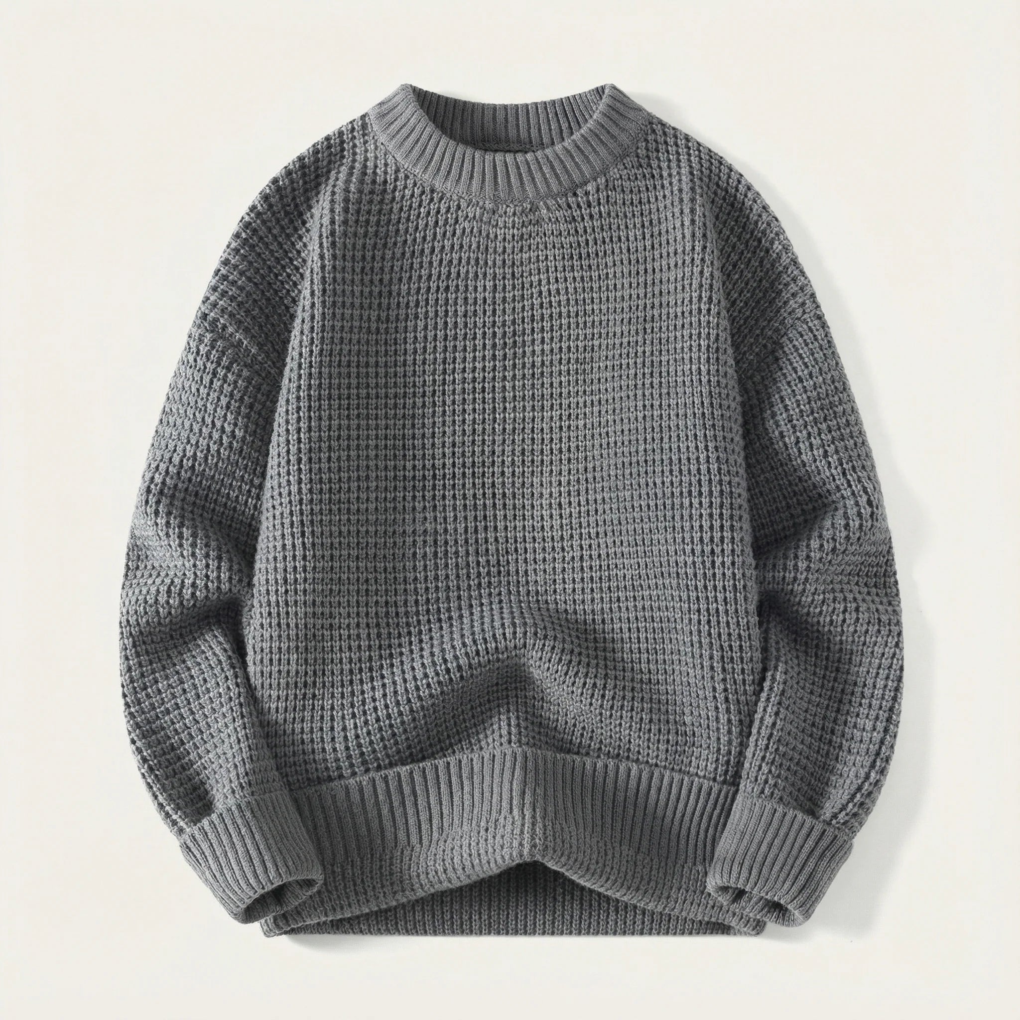 Men’s Long-Sleeve Sweater – Crew Neck, Casual Fit Design