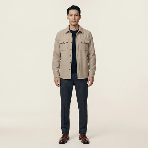 Men’s Overshirt Jacket – Button Front, Chest Pockets