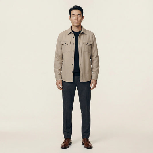 Men’s Overshirt Jacket – Button Front, Chest Pockets