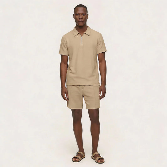 Men’s Polo Shirt and Shorts Set – Short Sleeves, Matching Design