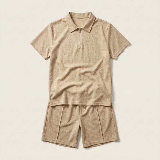 Men’s Polo Shirt and Shorts Set – Short Sleeves, Matching Design