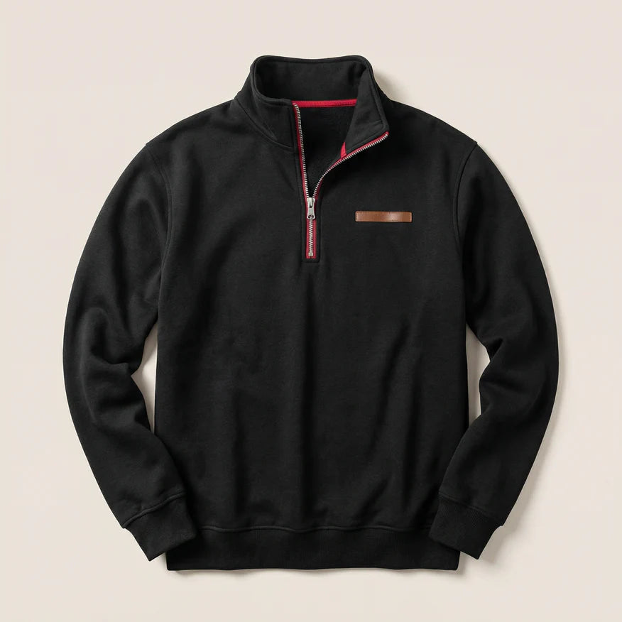 Men’s Quarter-Zip Sweater – Long Sleeve Pullover Style